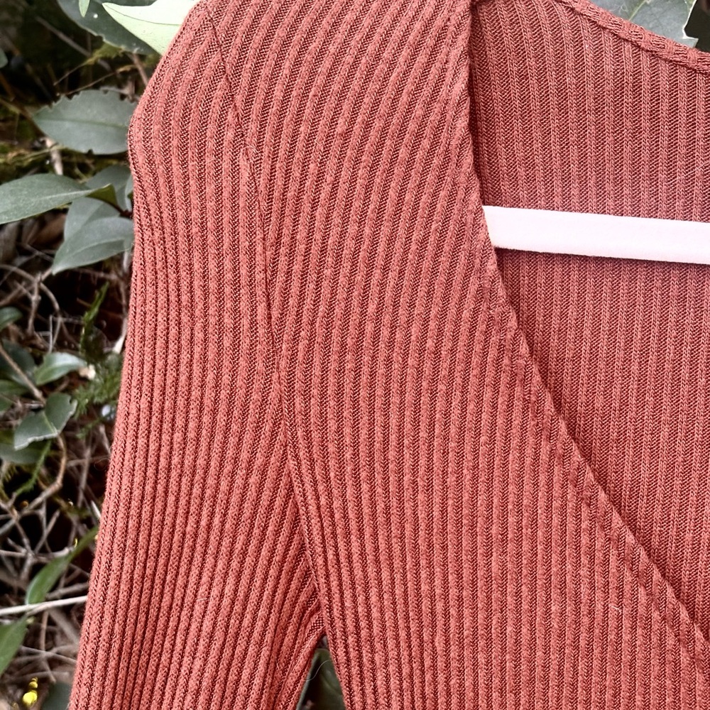 Free People Terracotta Ribbed Bodysuit - Picture 2 of 3